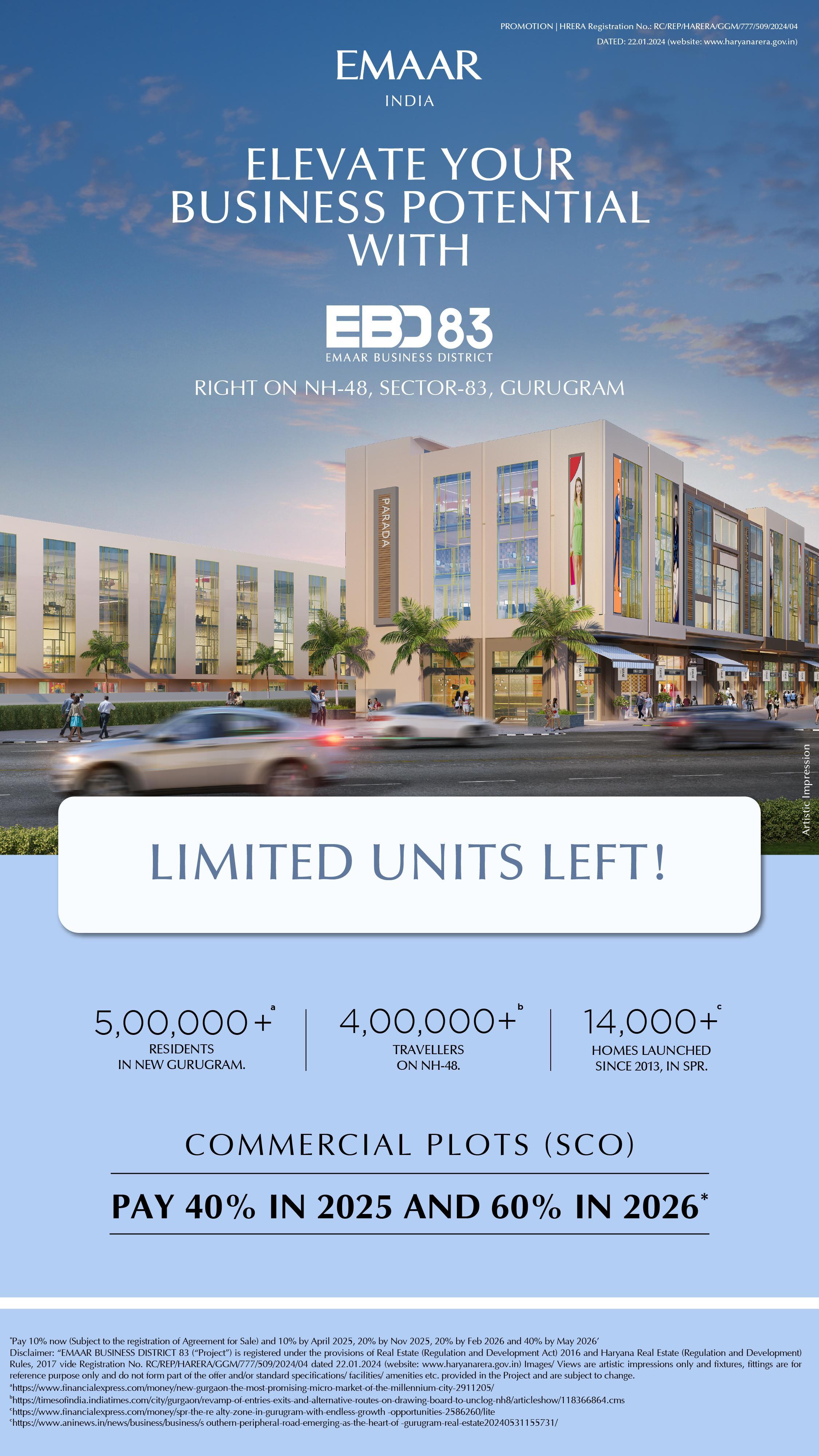 Commercial plots by Emaar in Sector-83, Gurugram Update