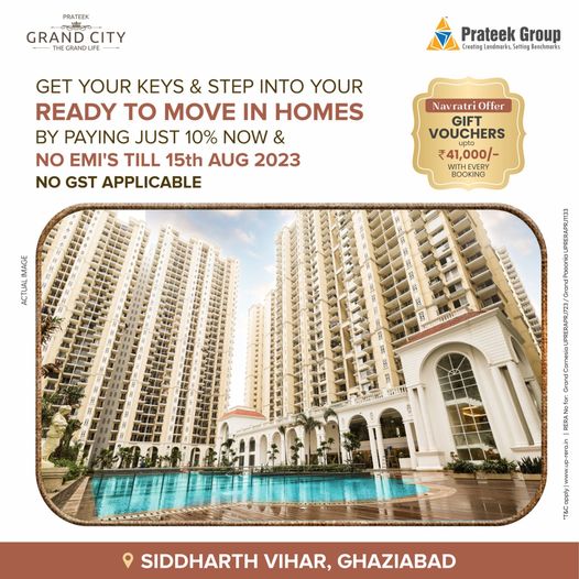 Navratri offer gift vouchers upto Rs 41000 with every booking at Prateek Grand City in Siddharth Vihar, Ghaziabad Update
