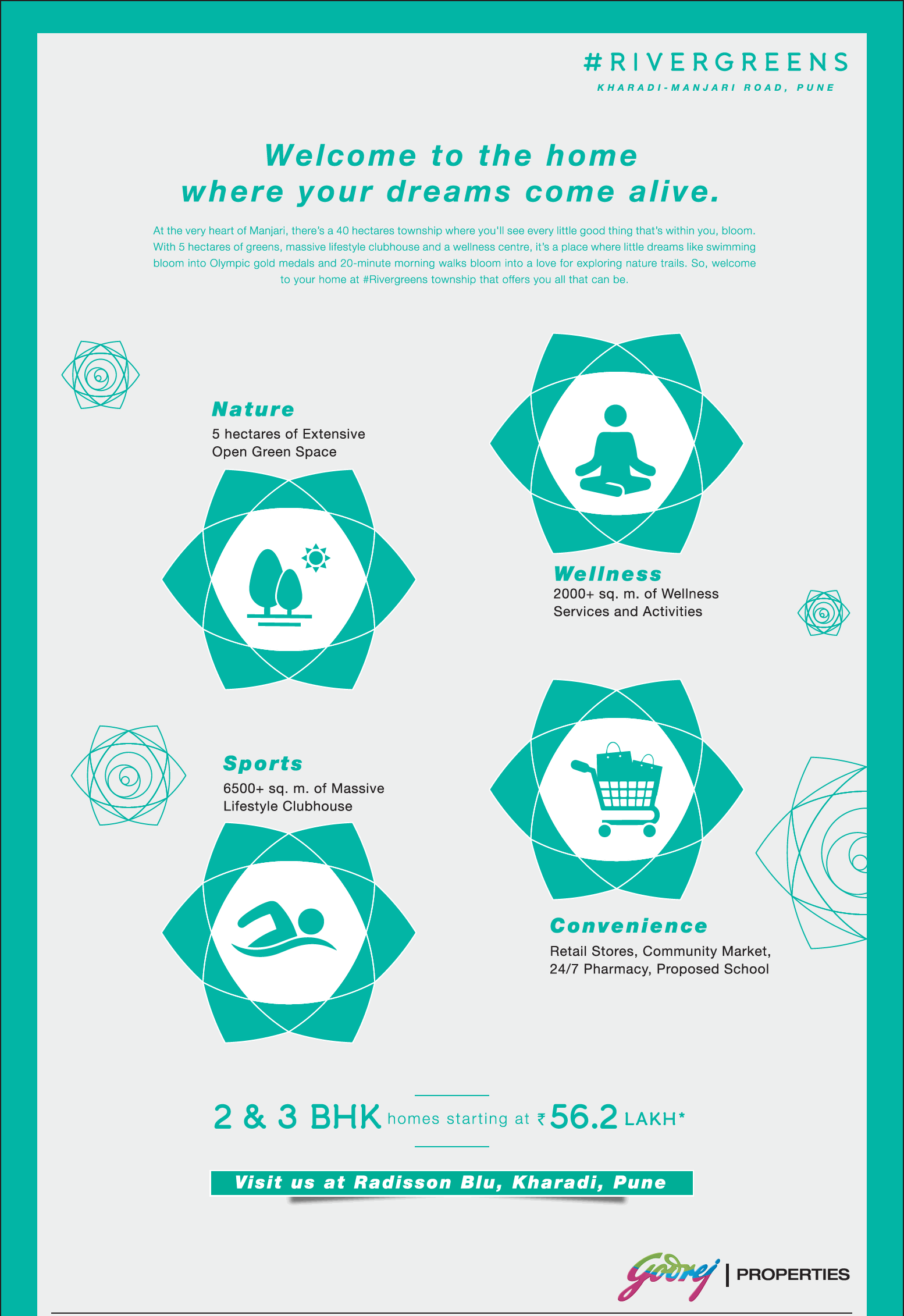 2 & 3 BHK homes starting at Rs 56.2 Lakh at Godrej Rivergreens in Pune Update