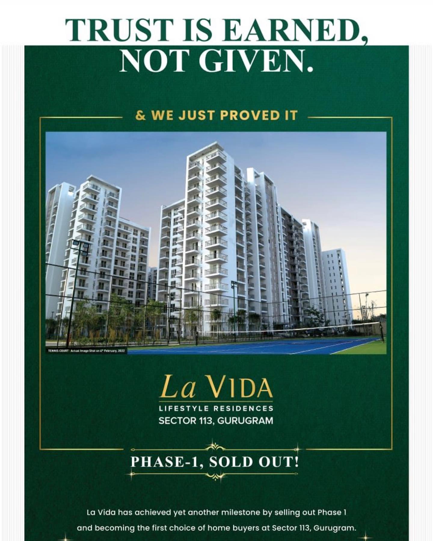 Phase 1 sold out at Tata La Vida in Sector 113, Gurgaon Update