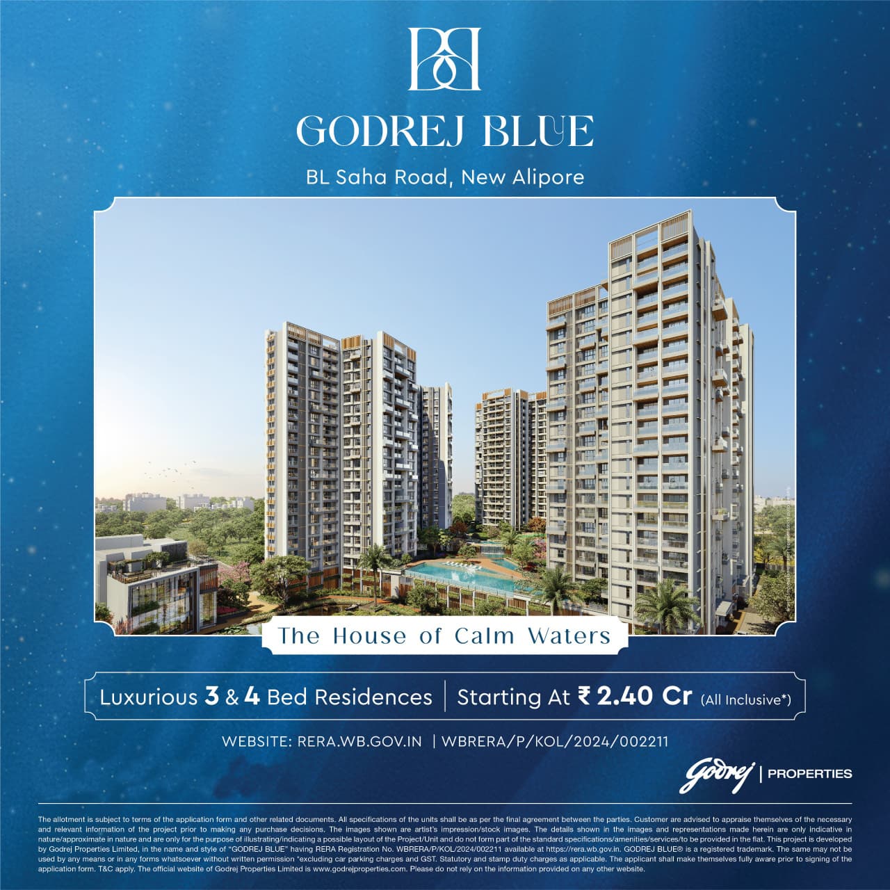 Explore Luxurious Living at Godrej Blue, BL Saha Road, New Alipore, Starting at ₹2.40 Cr Update
