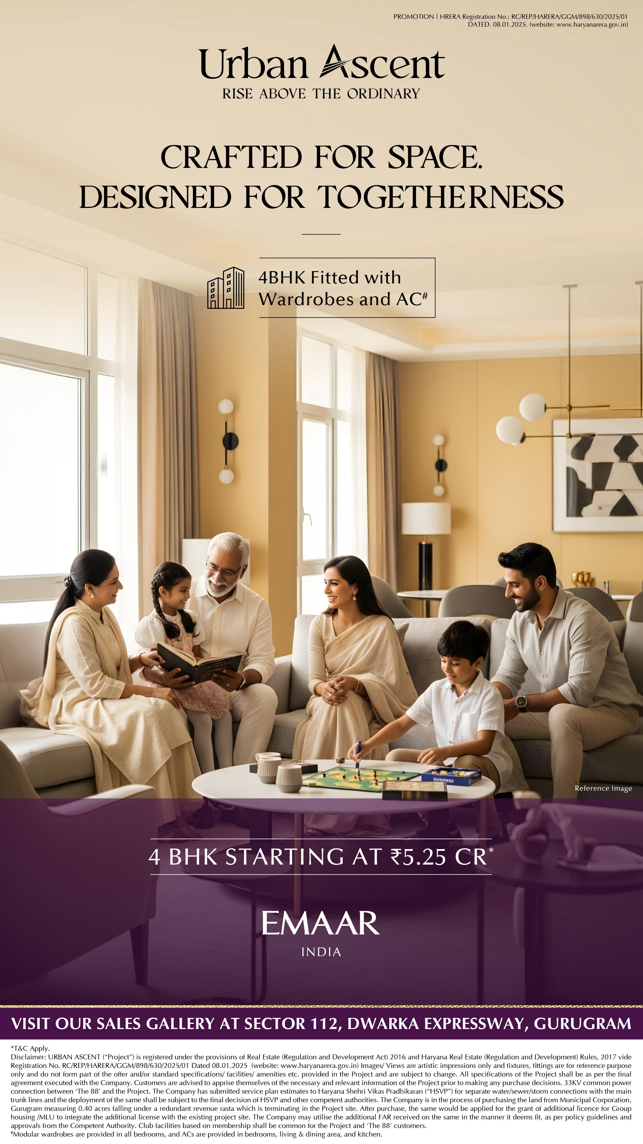 Spacious 4BHK at Urban Ascent, Dwarka Expressway, ₹5.25 CR, by Emaar Update