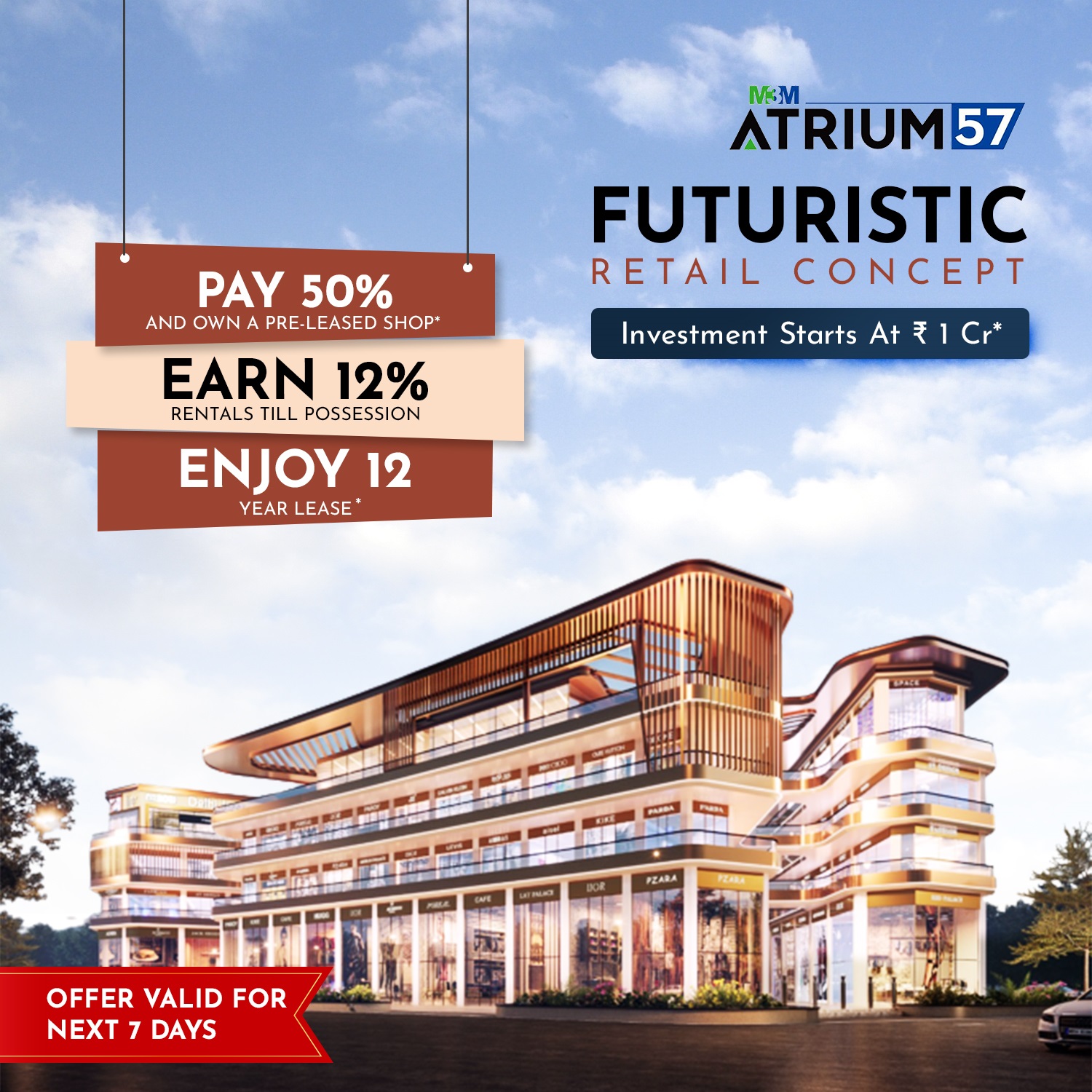 Pay 50% and own a pre leased shop at M3M Atrium 57, Gurgaon Update