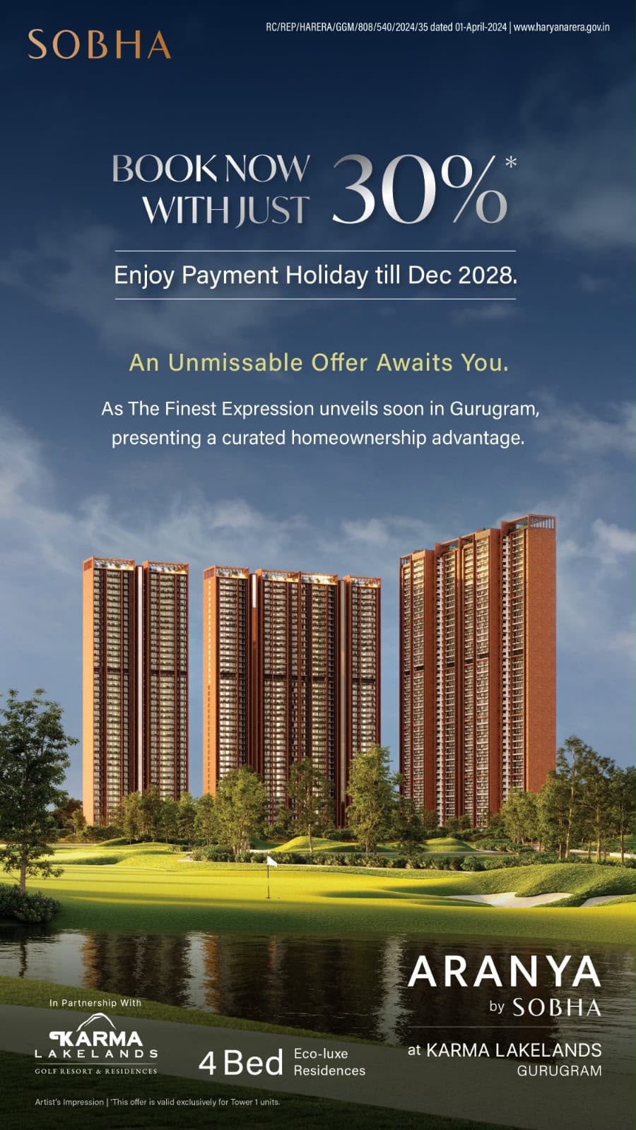 Book Now with Just 30% at SOBHA Aranya || Unmissable Offer at Karma Lakelands || Secure Your Eco-Luxe Residence Today Update