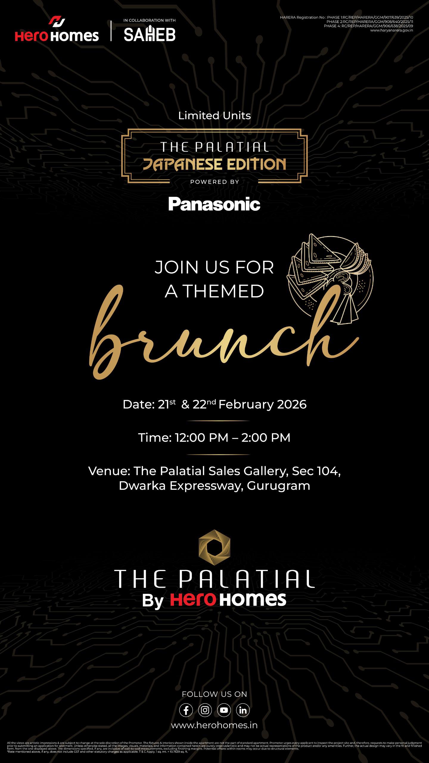 Join Us for Themed Brunch at The Palatial by Hero Homes, Feb 21-22, Dwarka Expressway, Gurugram Update