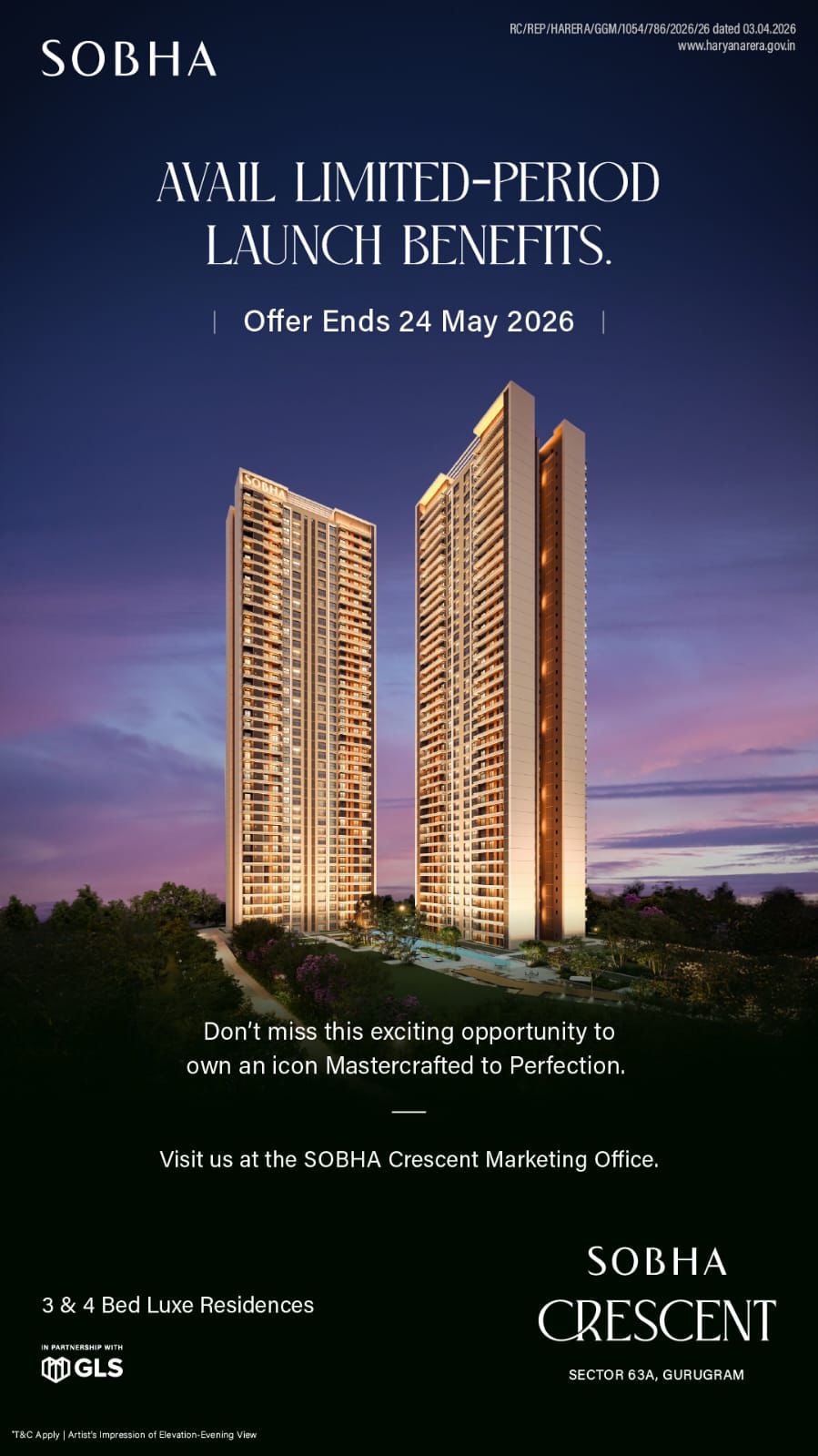 Limited-Period Launch Benefits at SOBHA Crescent || Avail Exclusive Offers till 24 May 2026 || Luxurious Living at SOBHA Crescent Update