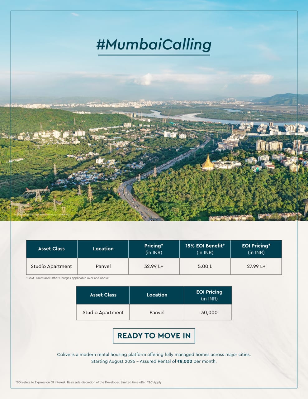 Explore Your New Home at Colive in Panvel, Studio Apartment Starting at 32.99 Lakh Update