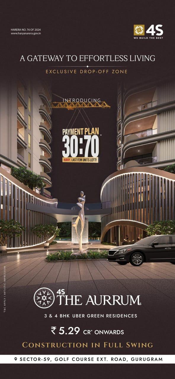 Discover Luxurious Living at 4S The Aurrum, Sector-59, Starting ₹5.29 Cr. Update