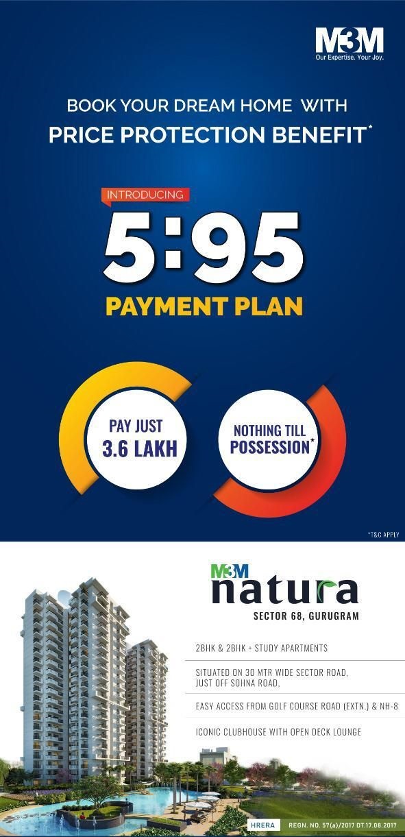 Introducing 5:95 payment plan at M3M Natura in Gurgaon Update