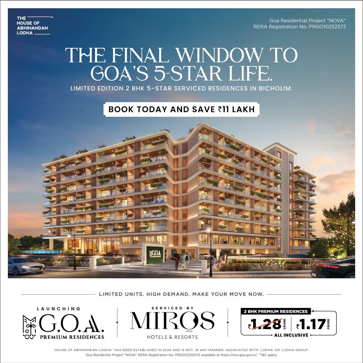 Limited 2 BHK Residences by House of Abhinandan Lodha at ONE GOA, Starting ₹1.17 Cr Update