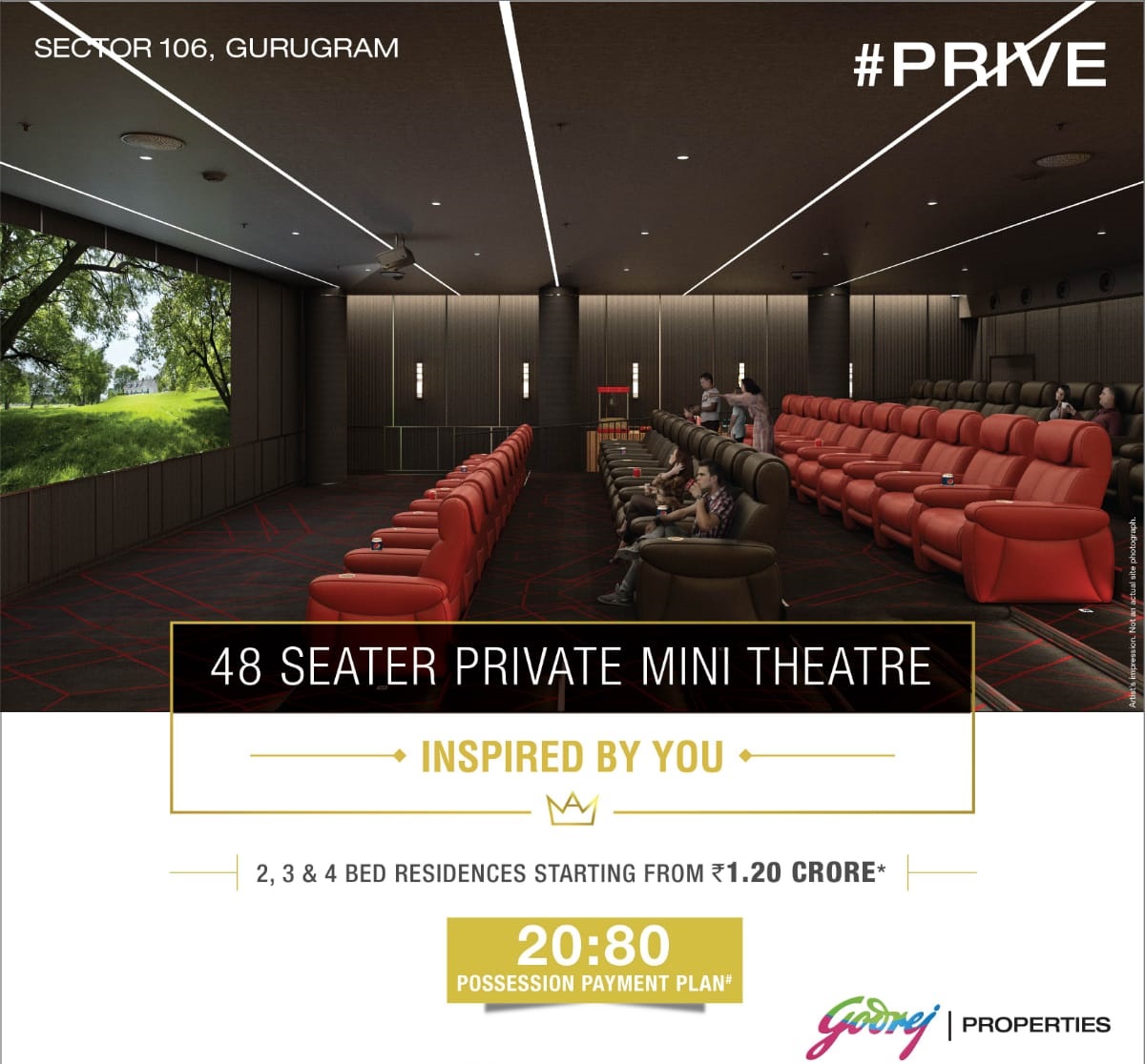 48 seater private mini theater at Godrej Prive in Gurgaon Update