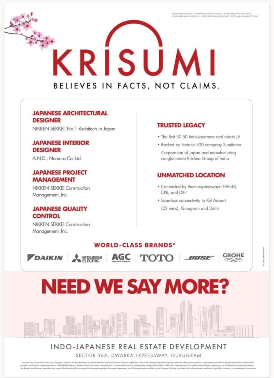 Explore Krisumi's Indo-Japanese Legacy || Discover Unmatched Quality at Krisumi || Why Choose Krisumi for Your New Home? photo 1