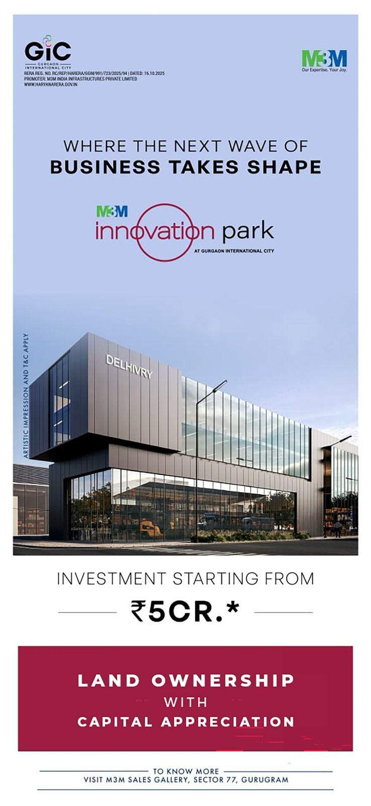 Invest in M3M Innovation Park from ₹5CR || Own Land with Capital Appreciation || Secure Your Future at Gurgaon International City Update