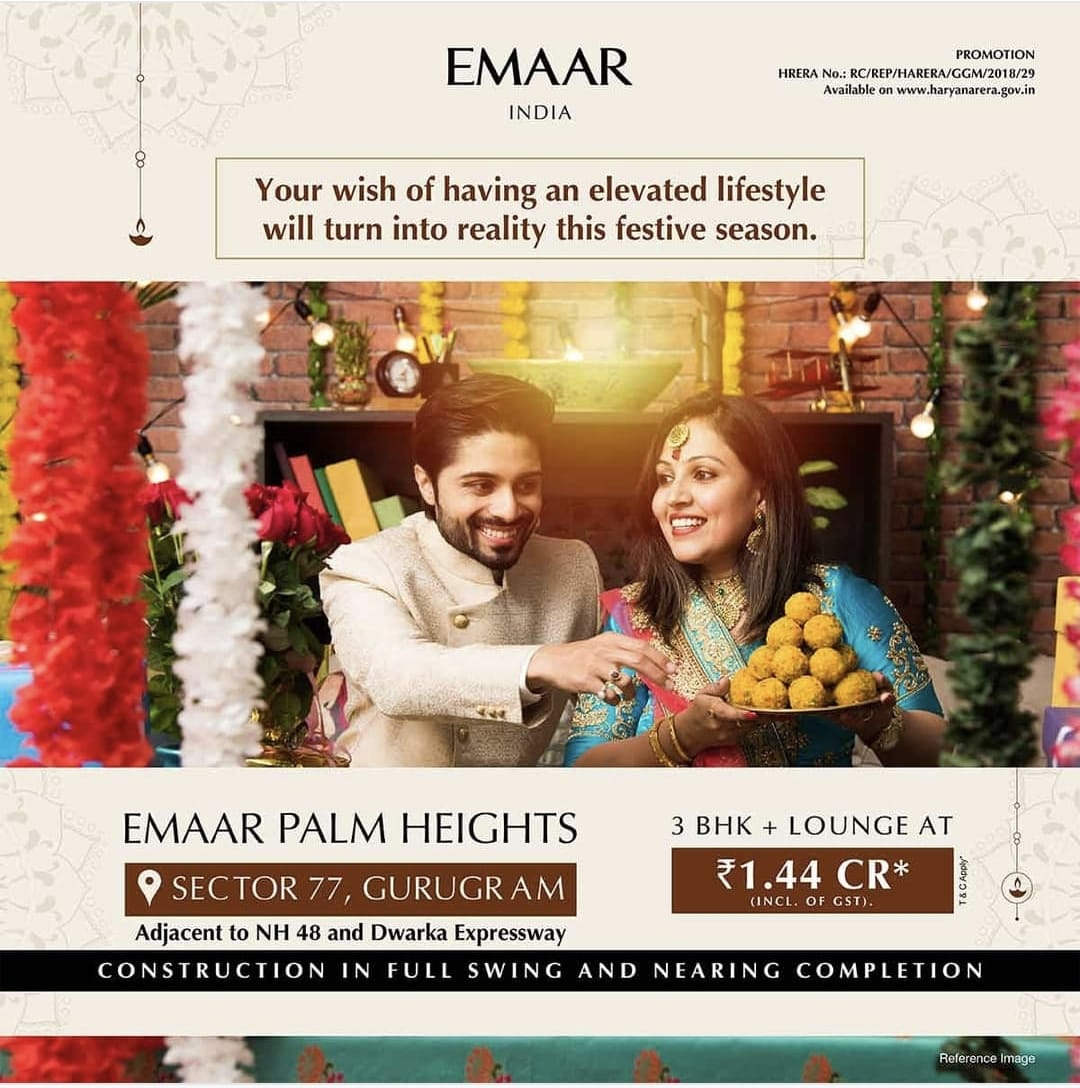 EMMAR Palm Heights Offering 3 BHK @ Rs 1.44 Cr. in Sector 77, Gurgaon Update