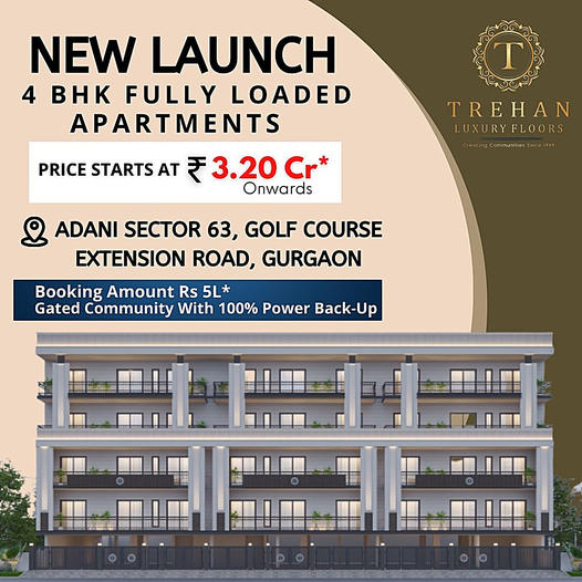 Trehan Luxury Floors Announces New Launch: 4 BHK Fully Loaded Apartments in Adani Sector 63, Gurgaon Update