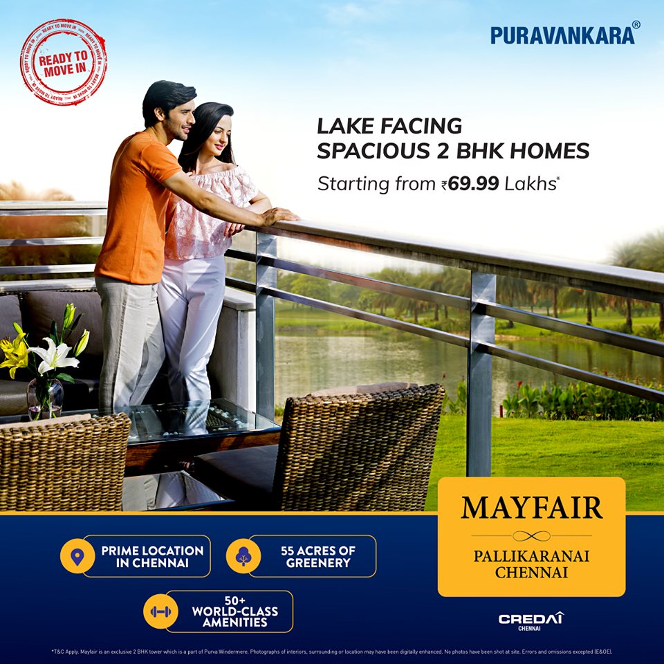 Lake facing spacious 2 BHK homes  Rs 69.99 Lac at Purva Mayfair, Chennai Update