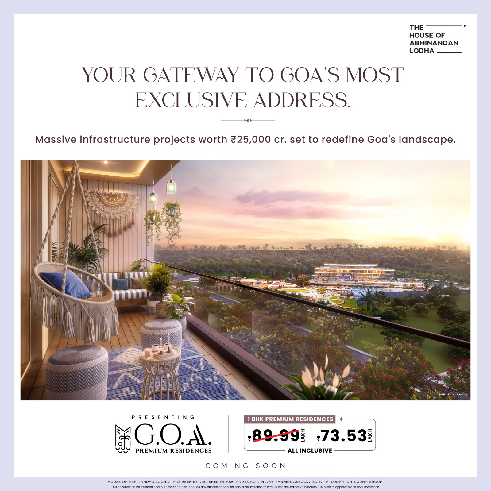 Discover Your Dream 1 BHK in Goa with Abhinandan Lodha at G.O.A. Premium Residences, Only ₹73.53 Lakh! Update