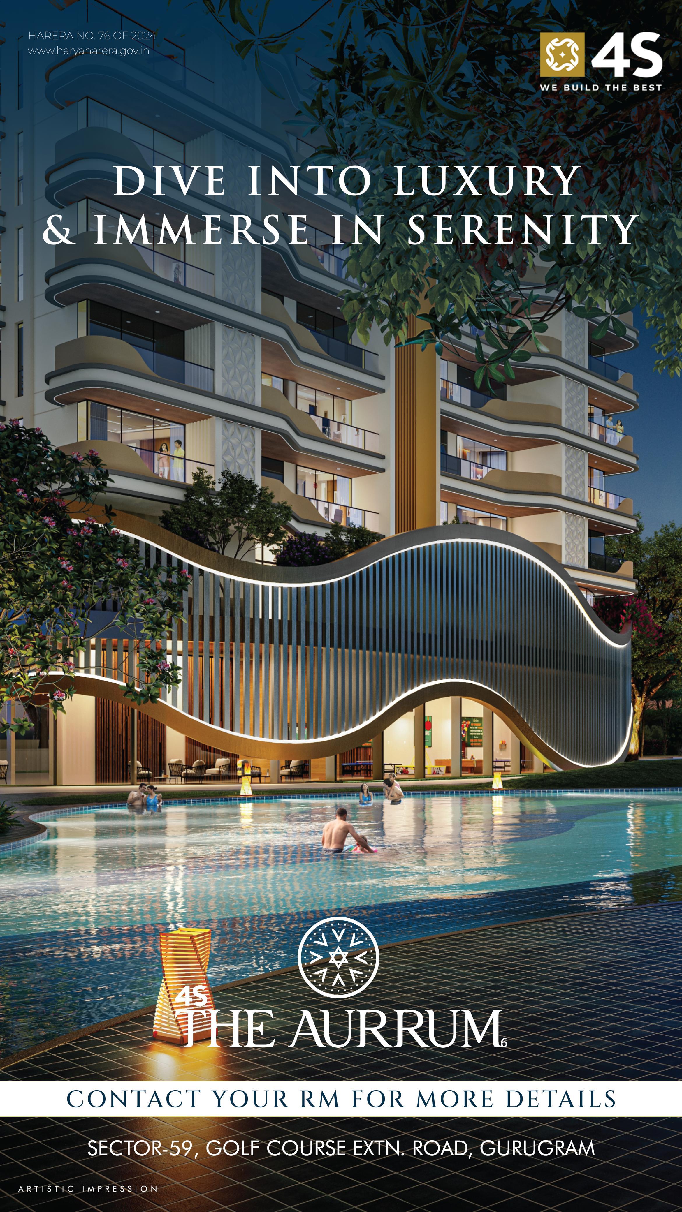 Discover Luxury Living at THE AURRUM by 4S Developers on Golf Course Extension Road Gurugram Update