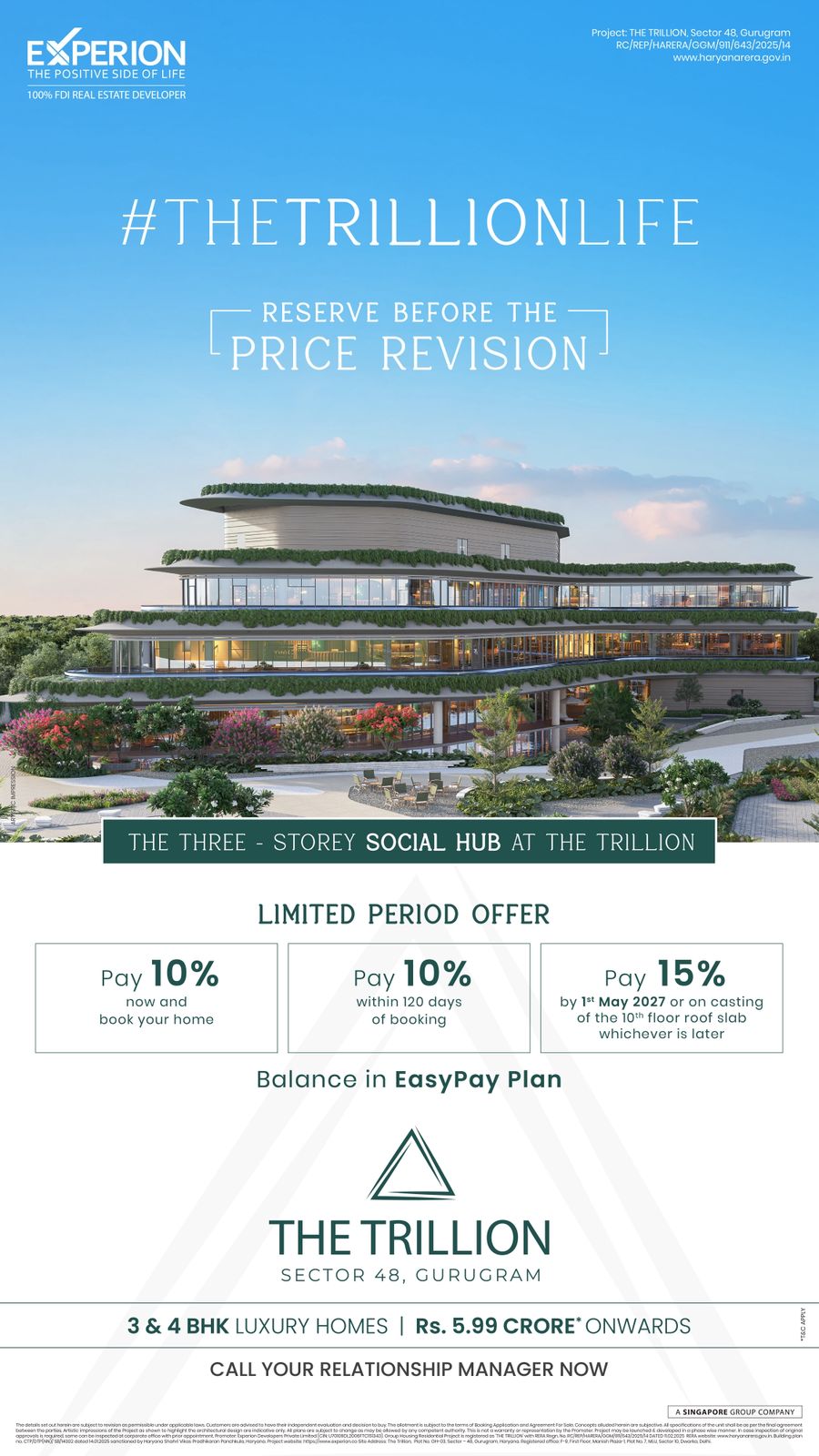 Discover The Trillion by Experion, Luxury Homes in Gurugram Starting at ₹5.99 Crore Update