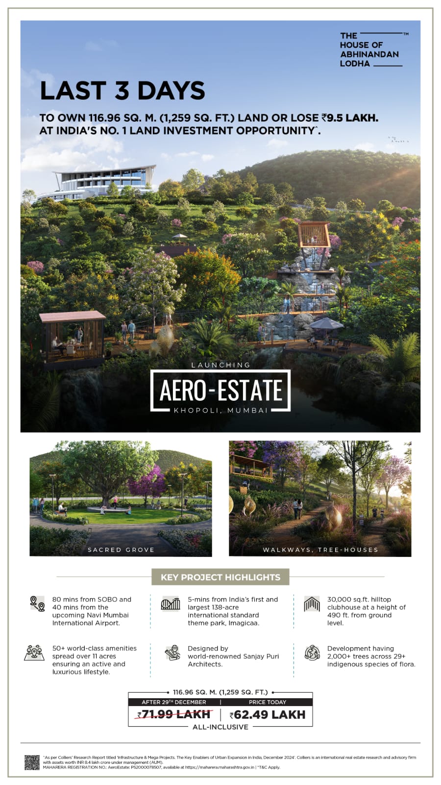 Last 3 Days to Own in Aero-Estate, Khopoli by The House of Abhinandan Lodha at ₹62.49 Lakh Update