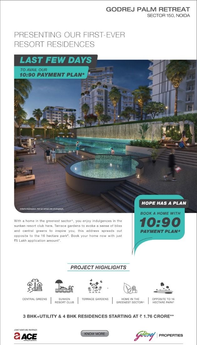 Avail 10:90 Payment Plan at Godrej Palm Retreat, Noida Update