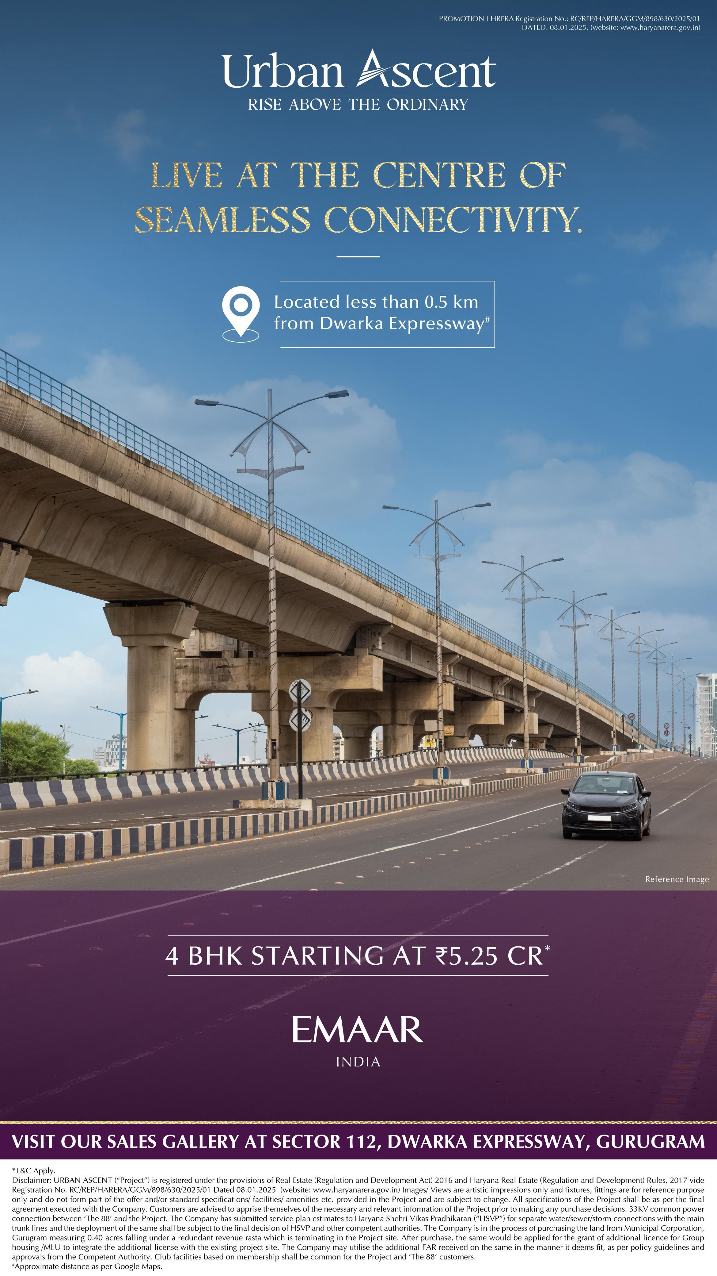 Luxurious Living at Urban Ascent, Sector 112, Gurugram, by Emaar, 4 BHKs from ₹5.25 CR Update