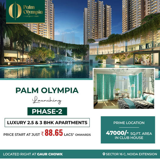 Palm Olympia Phase 2 presents  2.5 & 3 BHK Apartments Rs 88.65 Lacs in Noida Update