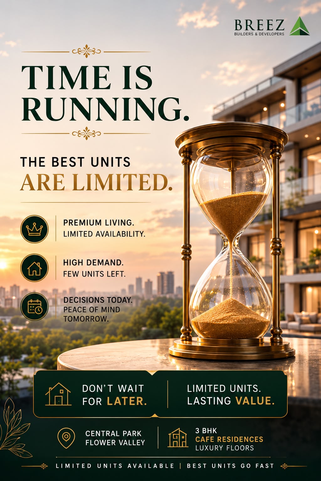 Secure Your Limited Unit Now at Central Park Flower Valley! || Don't Miss Out on Premium Living with Breez Builders! || Act Fast for High-Demand Units at Central Park Flower Valley! Update