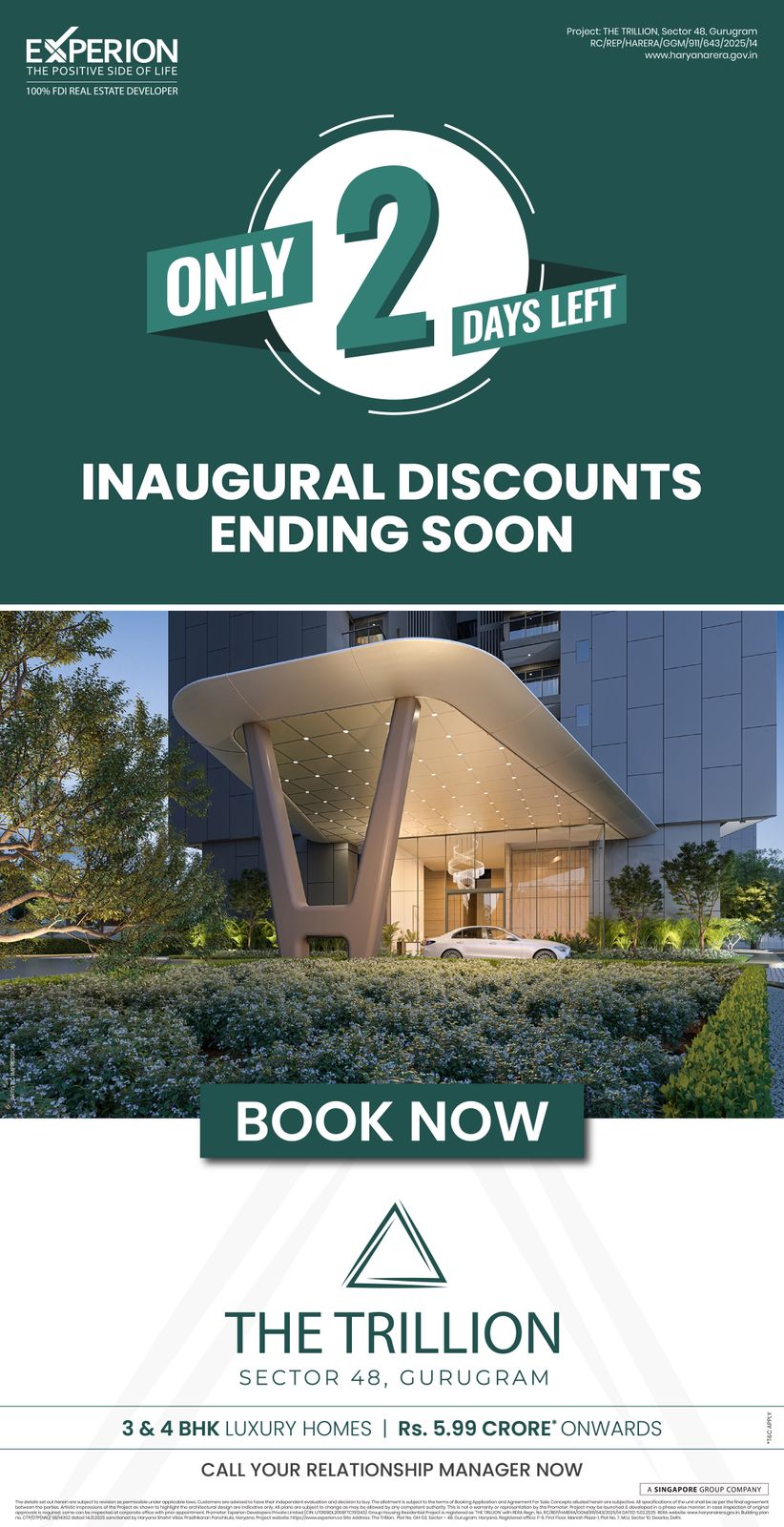 Only 2 Days Left, Secure Your Luxury Home at The Trillion, Gurugram, from Rs. 5.99 Crore Update