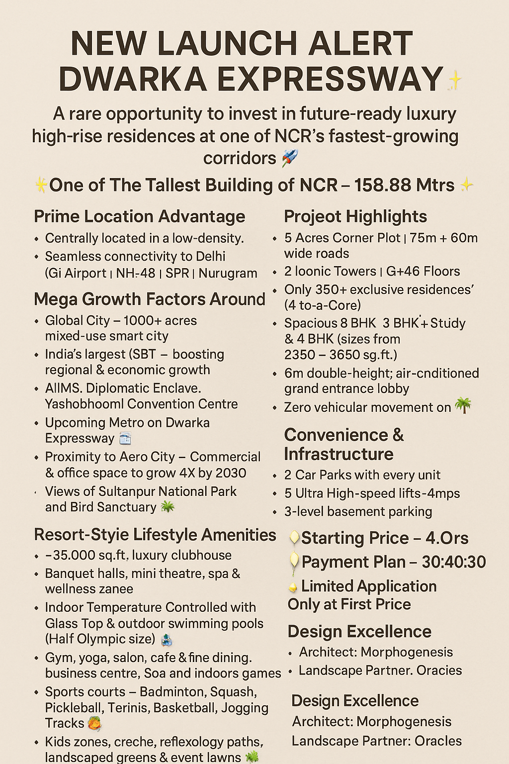 Luxury High-Rise Residences on Dwarka Expressway, Starting at 4.0 Cr Update