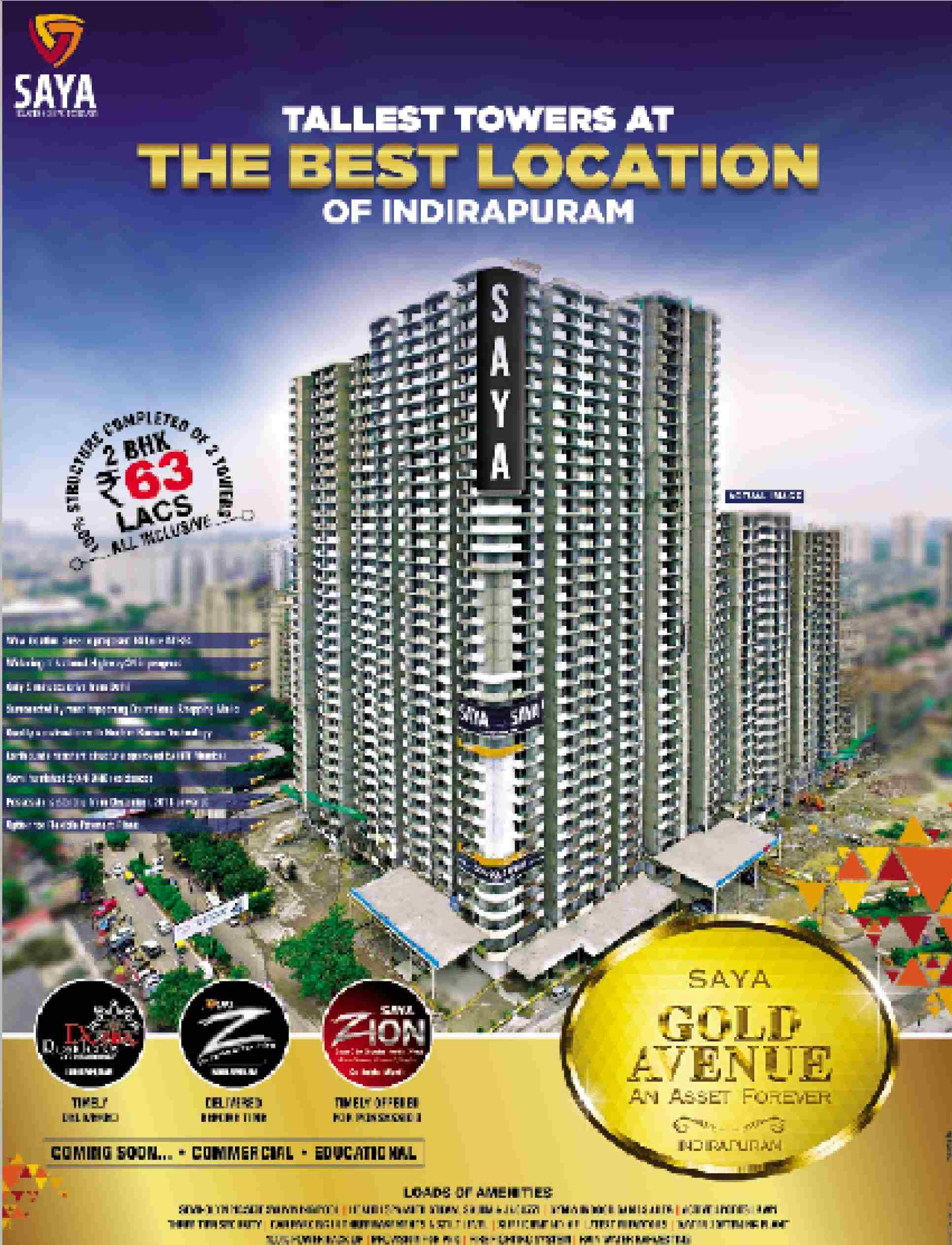 Reside in the tallest towers at the best location at Saya Gold Avenue in Ghaziabad Update