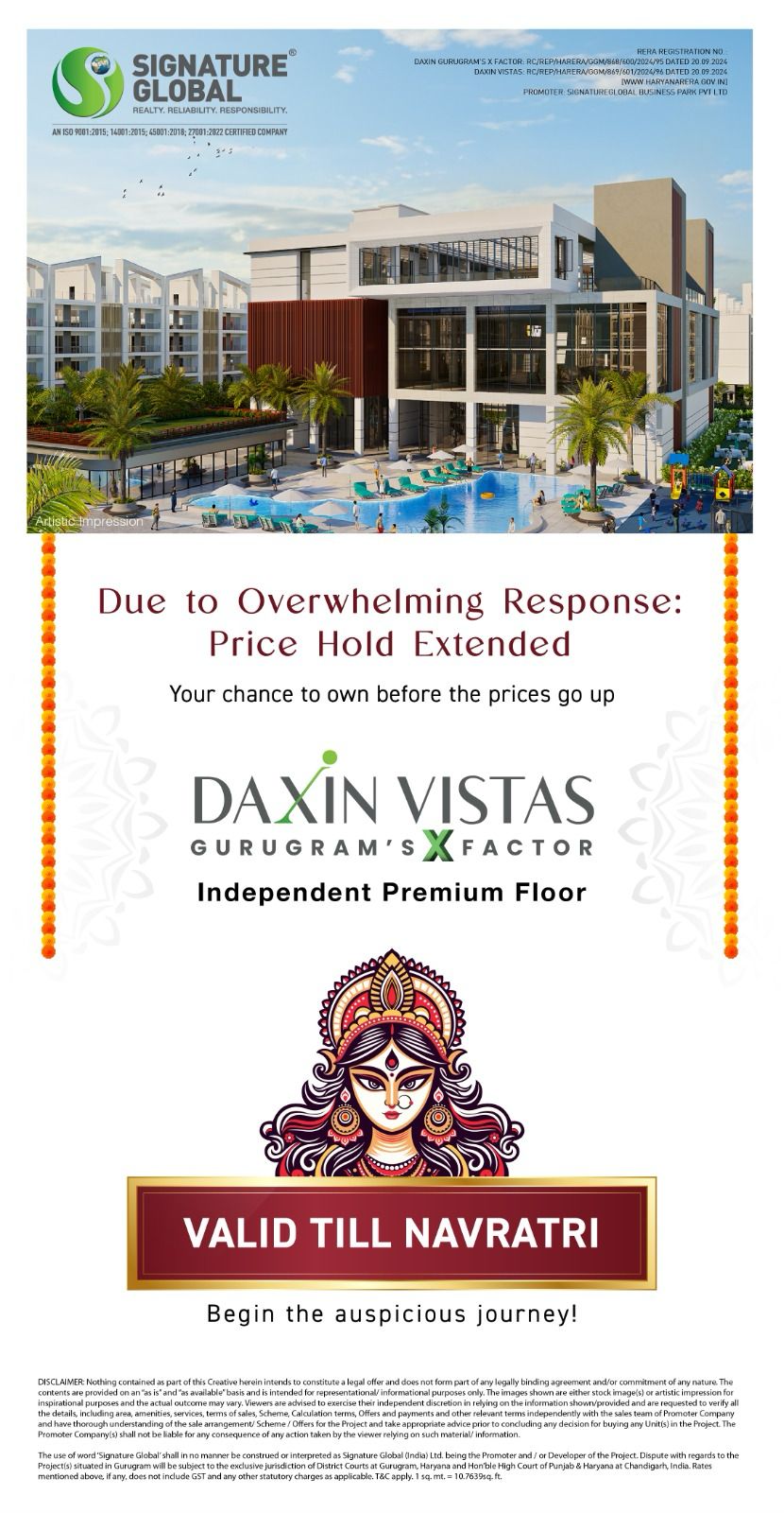Own a Premium Floor at Daxin Vistas, Gurugram – Price Hold Extended Till Navratri! Update