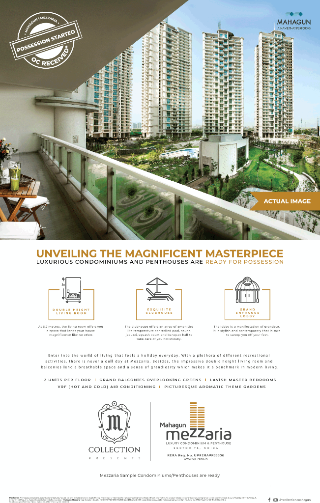 Possession started at Mahagun Mezzaria in Sector 78, Noida Update