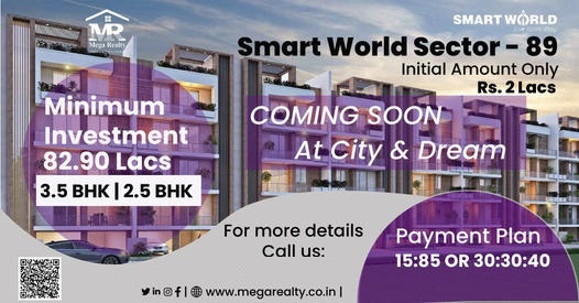 Smart World Offering 2/3 BHK Floors @ Rs 83.90 Lacs* onwards in Sector 89, Gurgaon Update