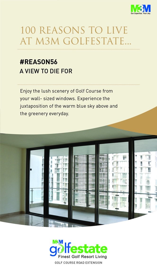 Warm blue sky above & greenery below everyday. It's a view to die for at M3M Golf Estate Update