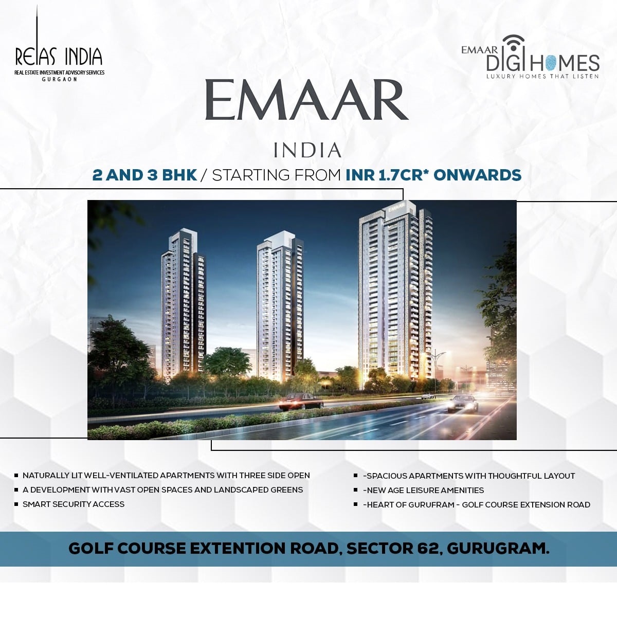 Book 2 and 3 BHK starting from Rs 1.7Cr onwards at Emaar Digi Homes in Gurgaon Update