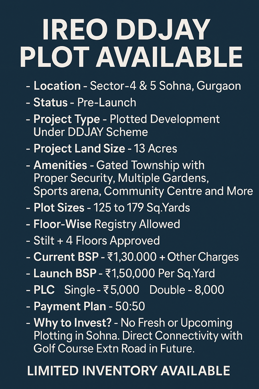 Secure Your Plot in Sector-4 & 5 Sohna, Gurgaon - Pre-Launch Offer by IREO Update