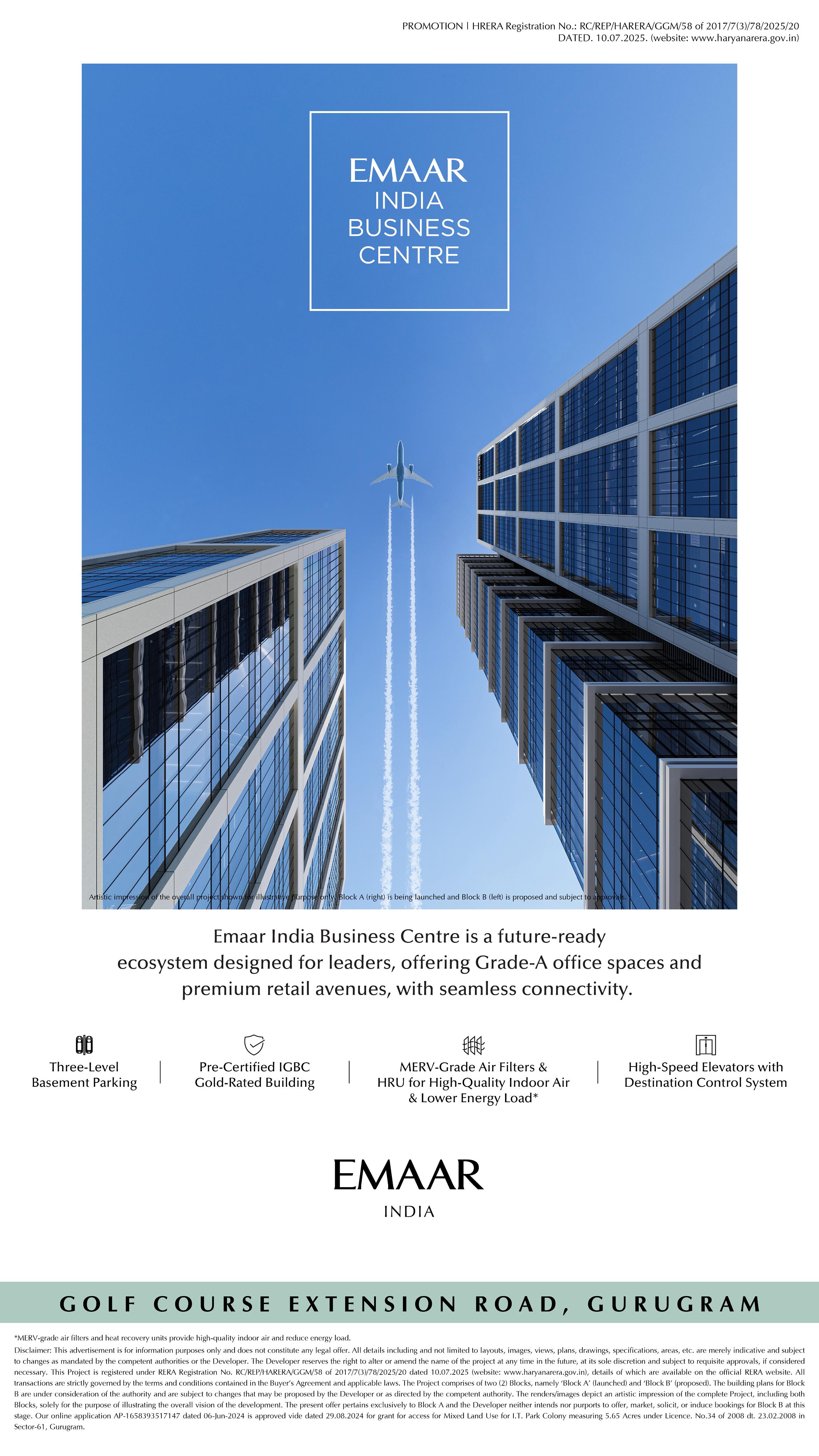 Emaar India Business Centre, Golf Course Extension Road, Gurugram – Ready for Success! Update