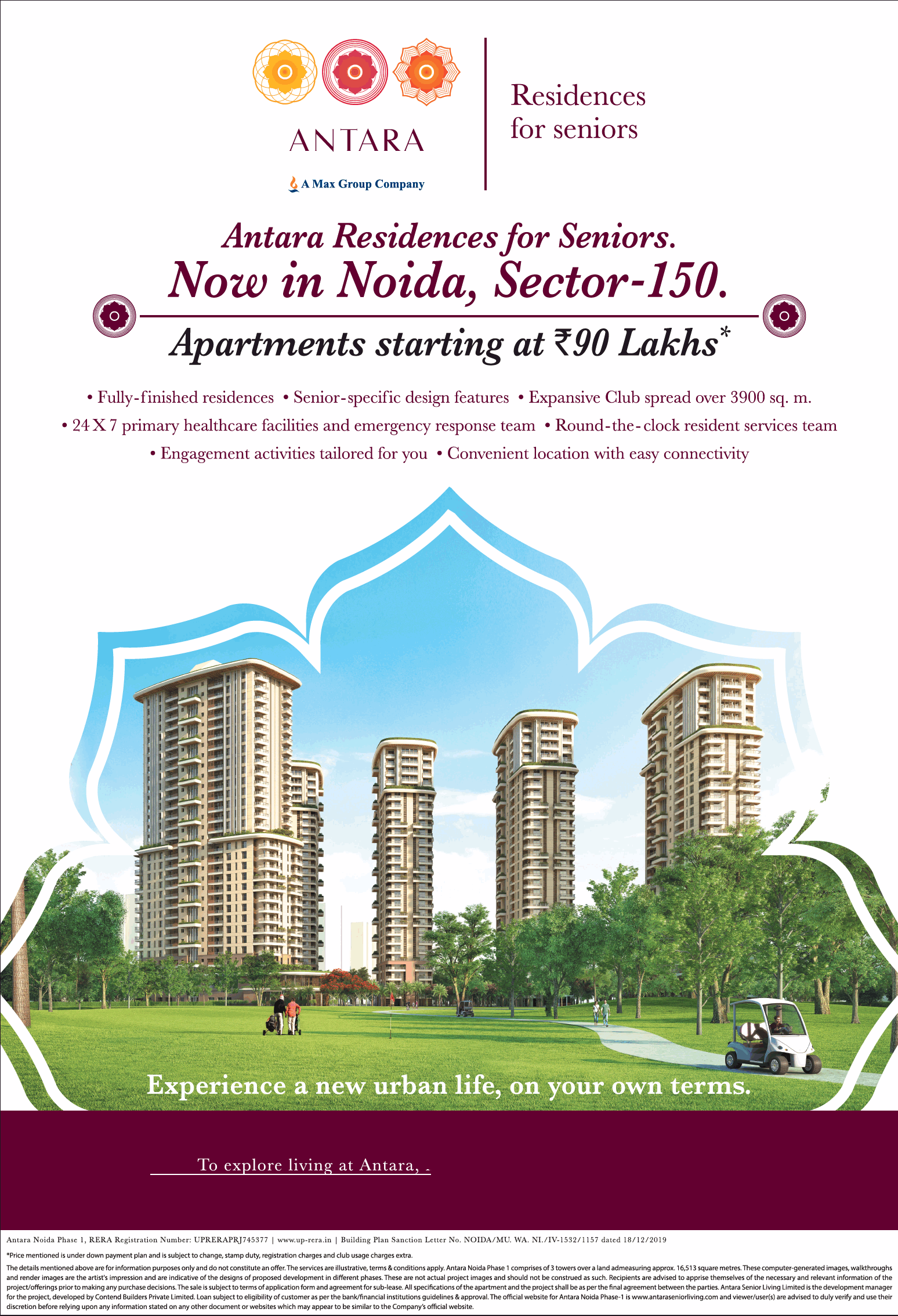 Apartments starting Rs 90 Lakh onwards at Antara Residences in Noida, Sector 150 Update