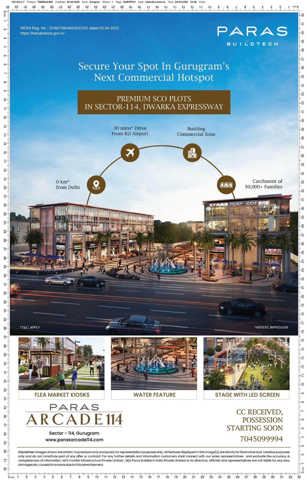 Secure Your Spot In Gurugram's Next Commercial Hotspot, Paras Buildtech, Arc 114, Sector 114 Update