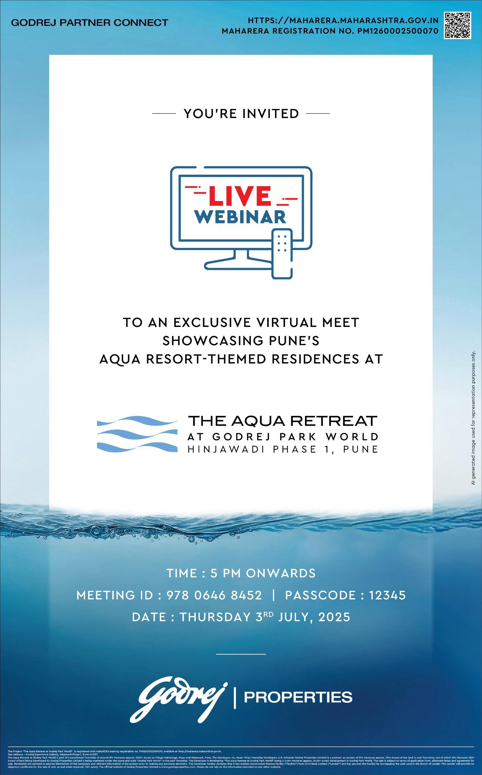 Join Virtual Meet Jul 3, Godrej Aqua Retreat, Pune Update