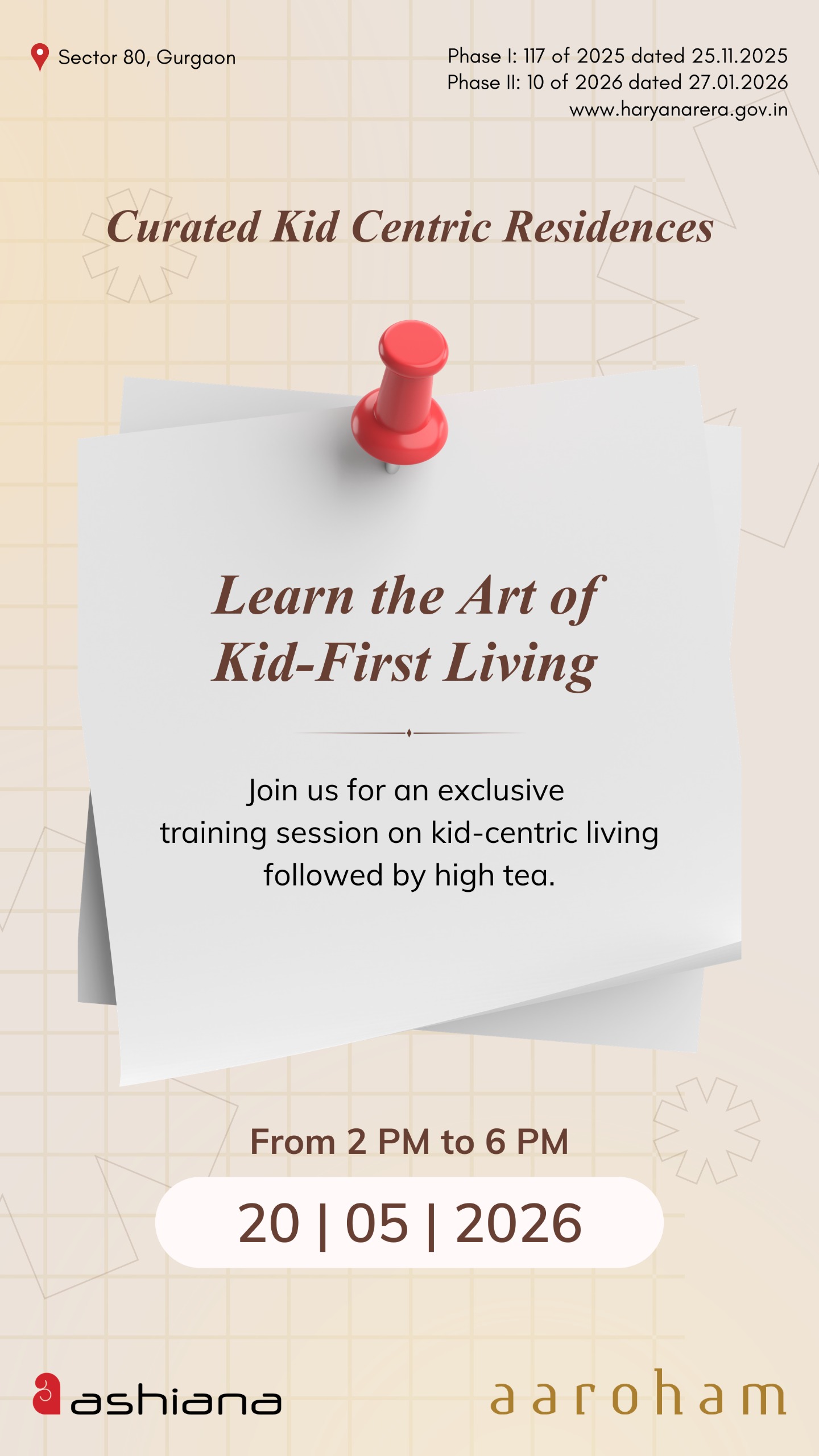 Join the 'Kid-First Living' Session at Ashiana Aaroham || Exclusive Kid-Centric Training Invitation || Discover Kid-First Living Strategies at Ashiana Aaroham Update