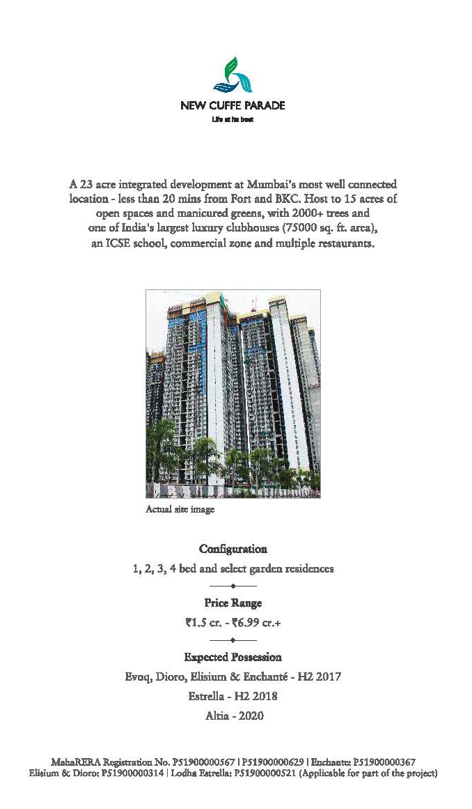 Lodha New Cuffe Parade - The luxurious residential development in Mumbai Update