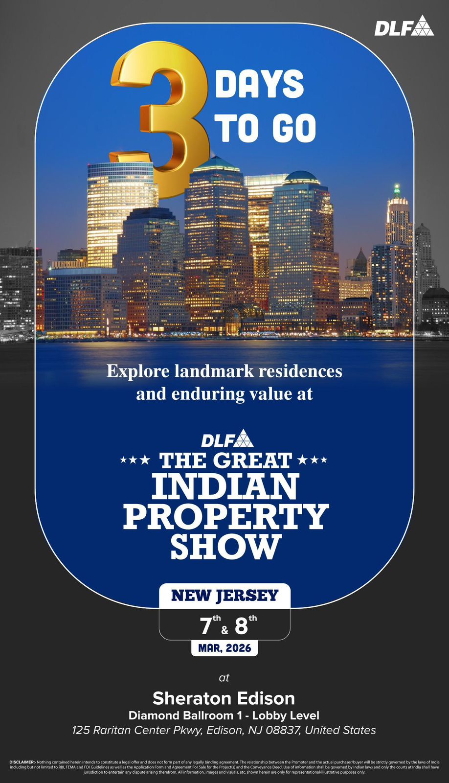 Join DLF's The Great Indian Property Show in New Jersey, March 7-8, 2026! Update