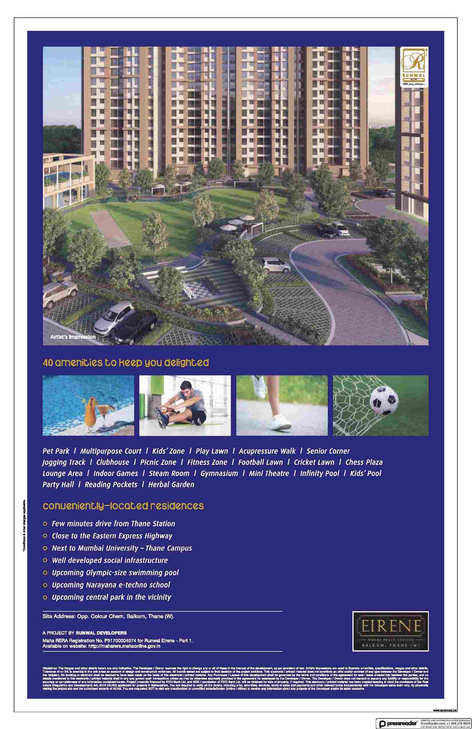 World class amenities to keep you delighted at Runwal Eirene in Mumbai Update
