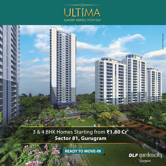 Book 3 and 4 home Rs 1.80 Cr onwards at DLF Ultima in Sector 81, Gurgaon Update