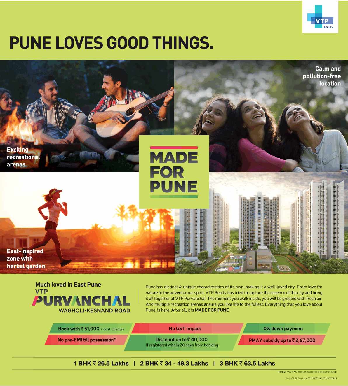 Reside in calm and pollution free location at VTP Purvanchal in Pune Update