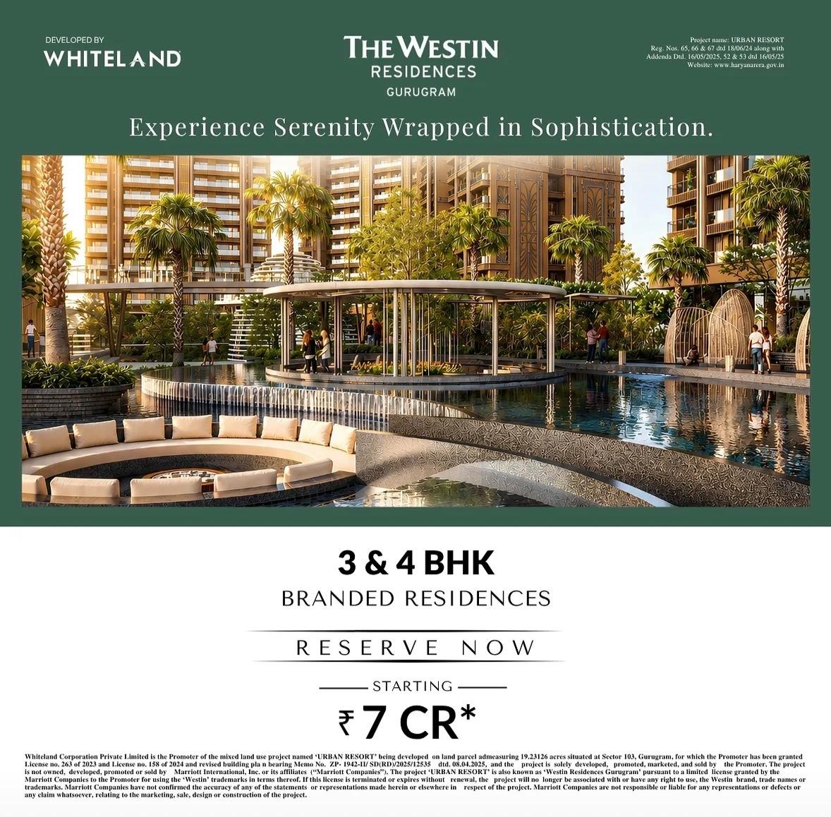 Reserve Your Luxury Residence Now || Experience Serenity at The Westin Residences || Discover Branded Living in Gurugram Update
