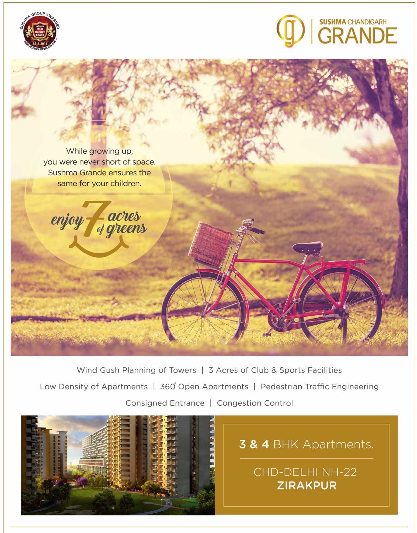 Enjoy healthy living with 7 acres of greens at Sushma Chandigarh Grande in Chandigarh Update