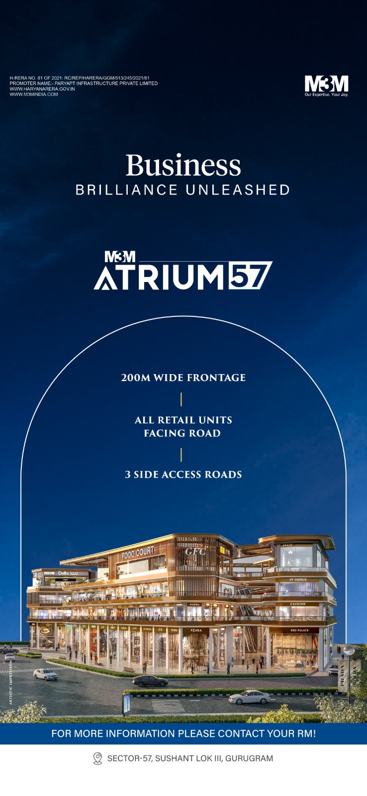 M3M Atrium 57: Unveiling Business Brilliance in Sushant Lok III, Sector 57, Gurugram Update